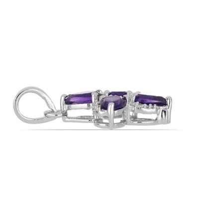 BUY REAL AFRICAN AMETHYST MULTI GEMSTONE  PENDANT IN STERLING SILVER